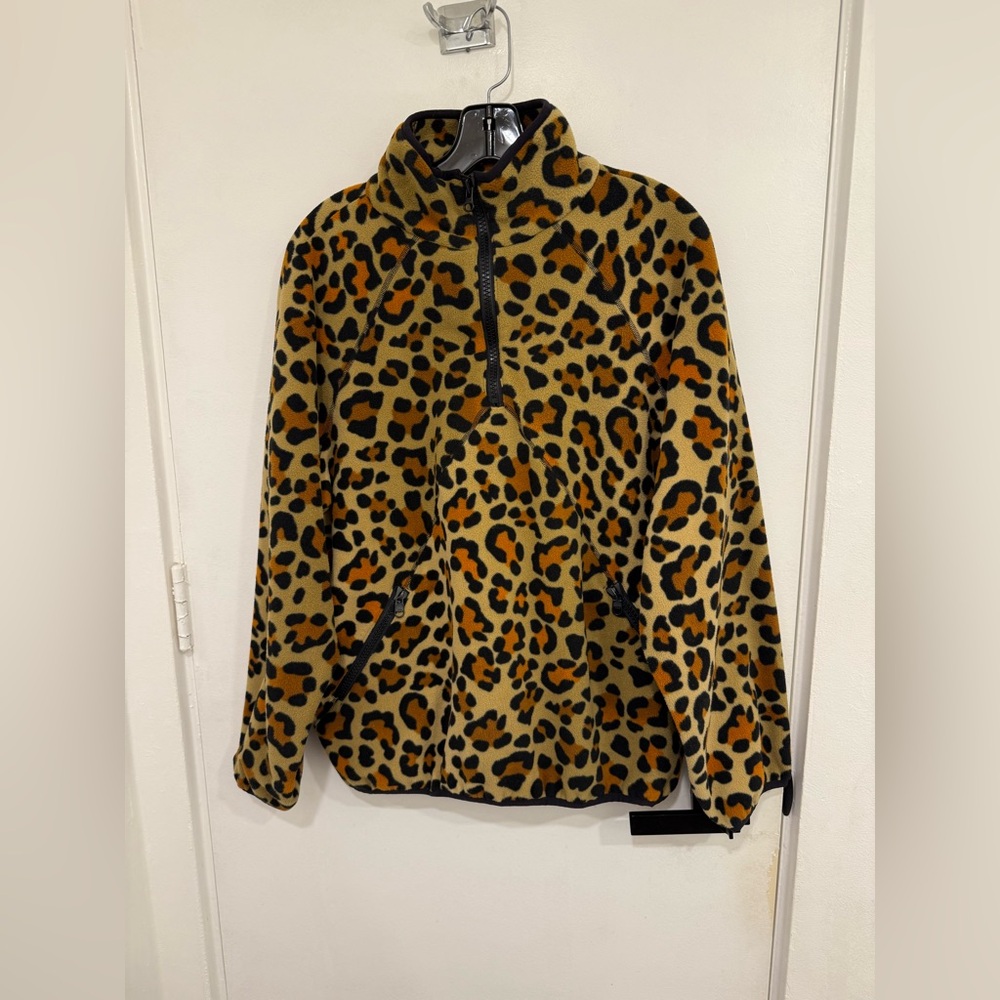 Terez Half Zip Fleece Pullover in Leopard Print (M)
